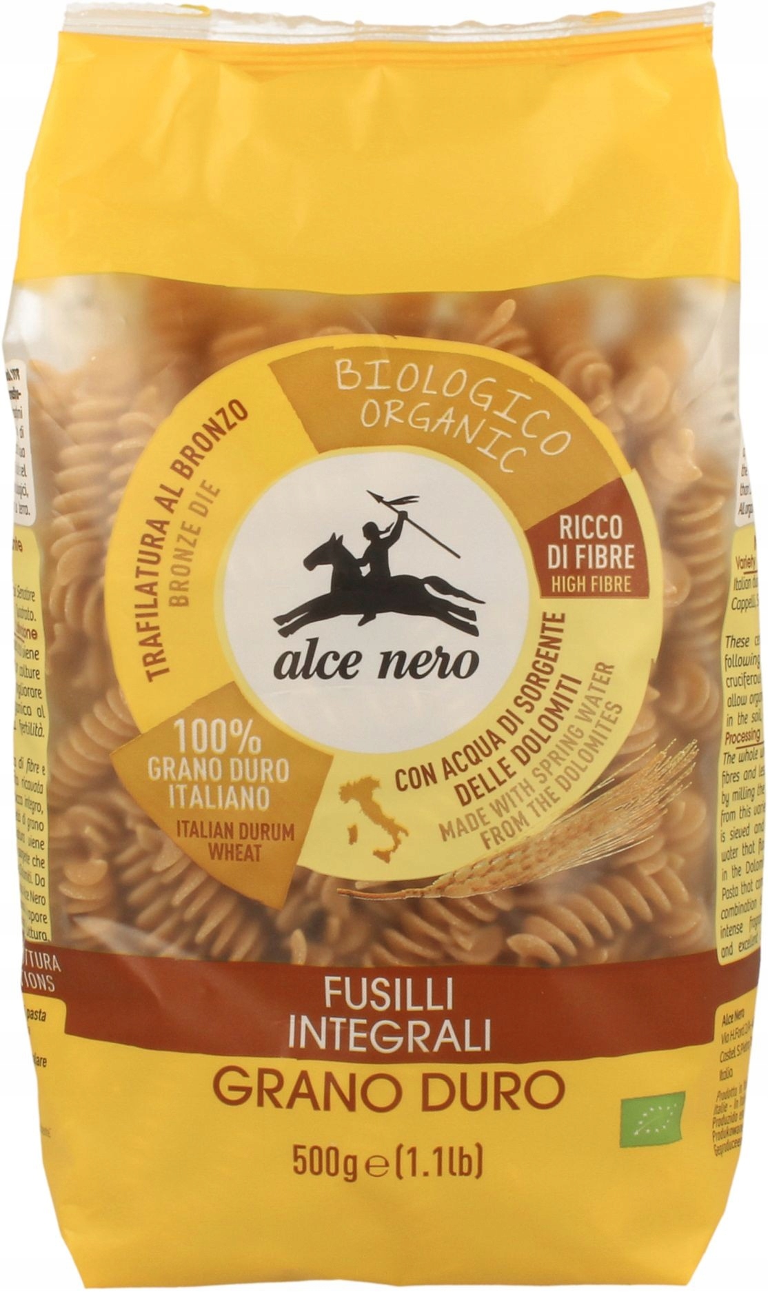 5x Alce Nero Těstoviny jednorázové fusilli bio 500 g