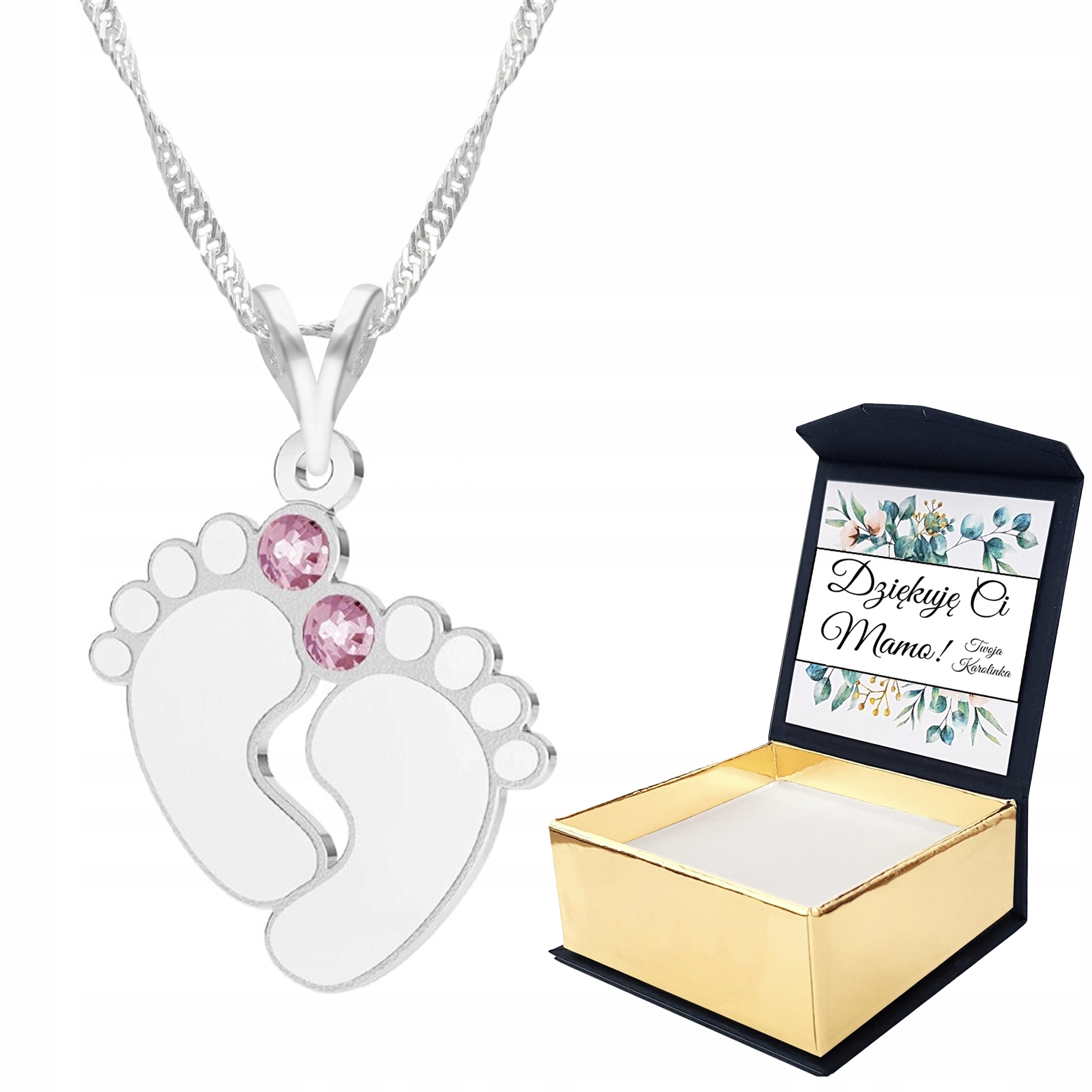 Stříbrný náhrdelník dětské nožičky Vlastní Potisk