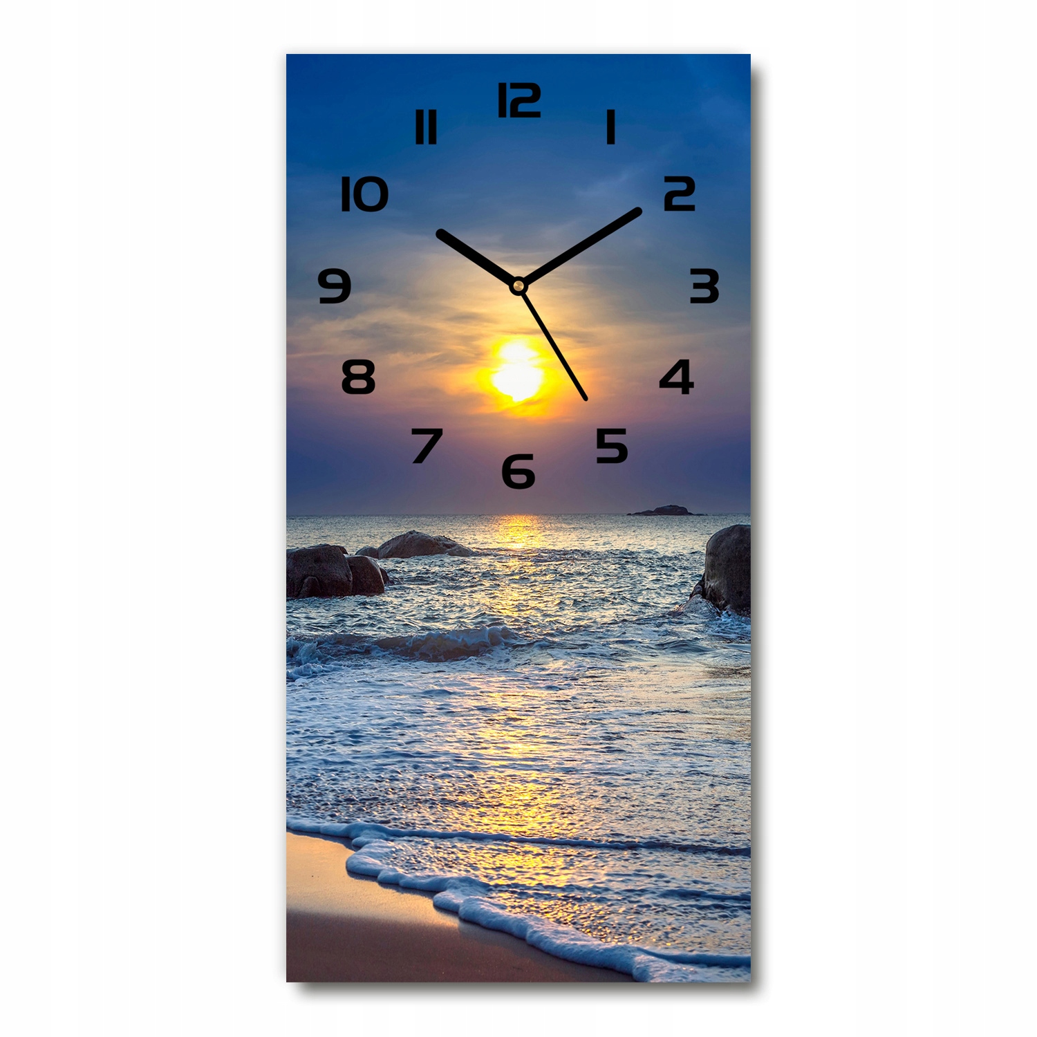 

Zegar ze szkła na ścianę Zachód słońca plaża 30x60