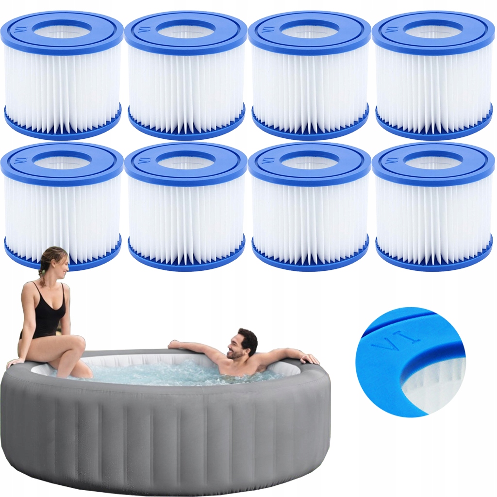 8x Filtr do pompy basenu Jacuzzi Lay Z Spa Bestway 60311 typ VI Lay-Z-SPA