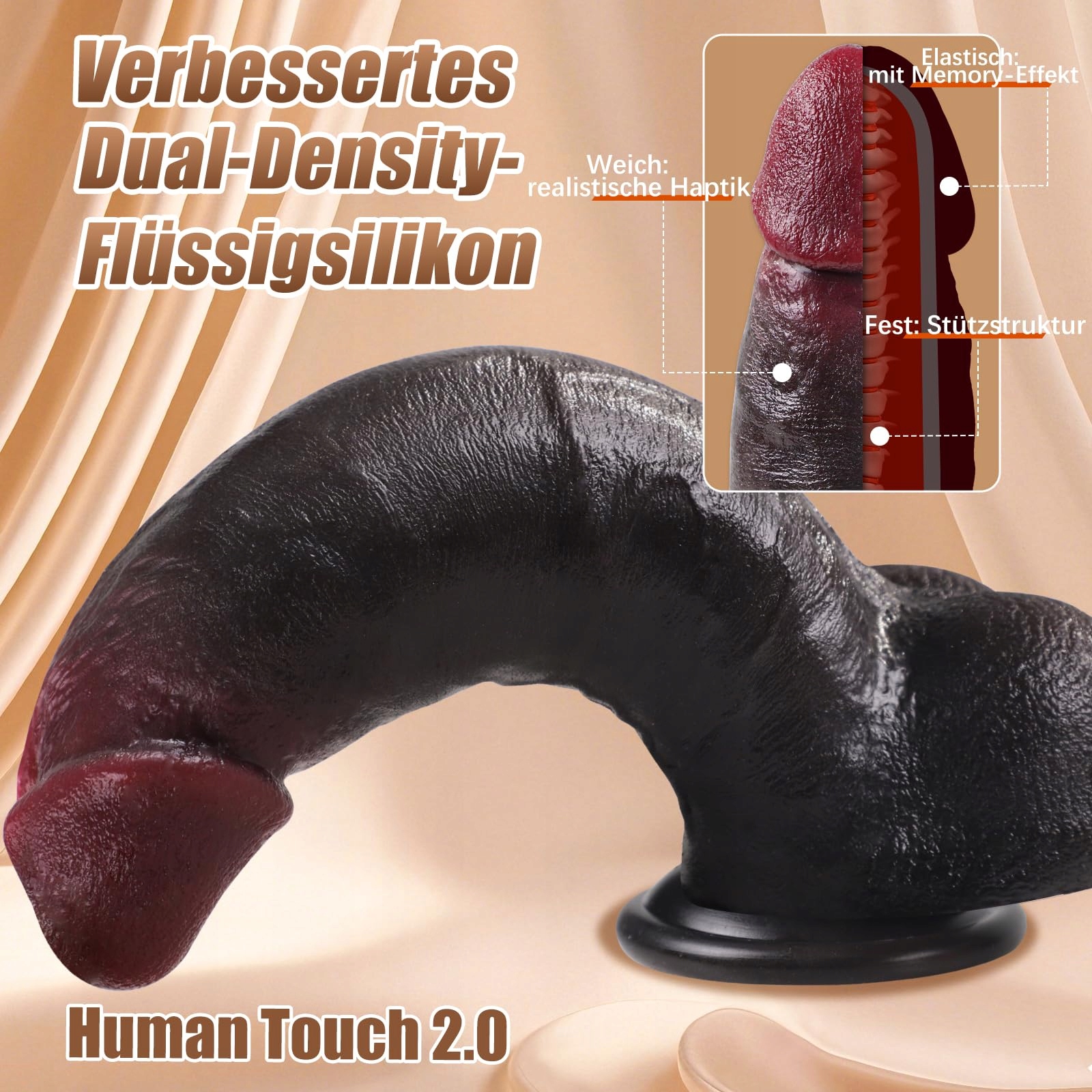 PRONFANS Realistyczny Dildo 22.5x5.5cm Silikonowy Z Przyssawką Dla Kobiet — miniatura 4