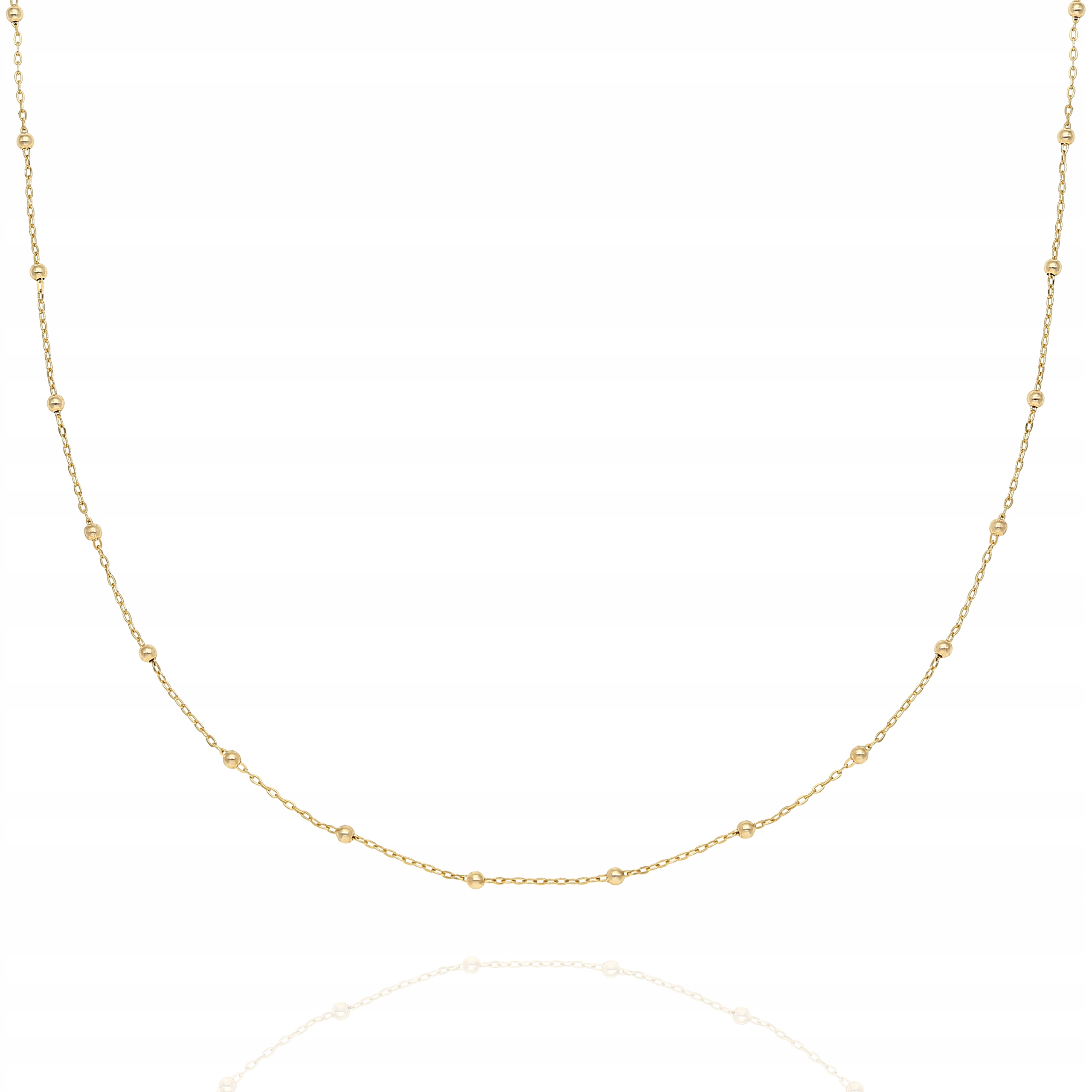 Zlatý náhrdelník Au585 choker kuličky řetízek s kuličkami ankr 40 cm