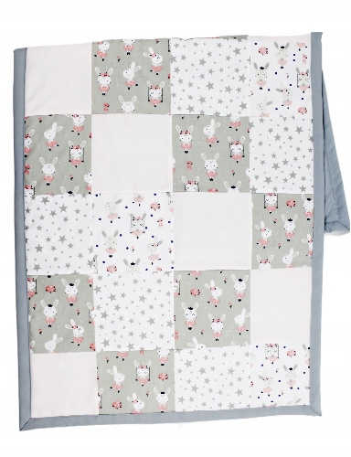 Přehoz na postel patchwork králíci hvězdičky 160/200 cm 100% bavlna