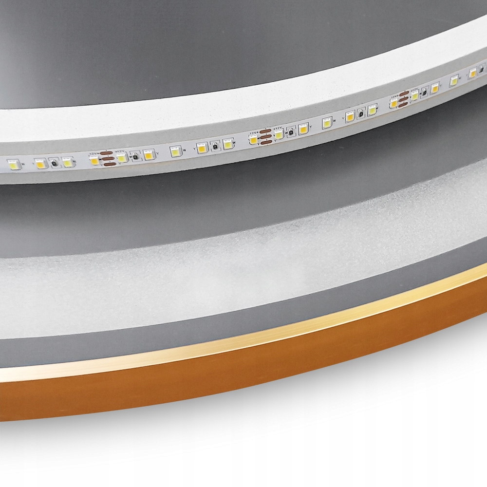 LUSTRO WISZĄCE PODŚWIETLANE LED RÓŻOWE ZŁOTO ROSE GOLD RAMA OKRĄGŁE 50cm Wykonanie gotowe