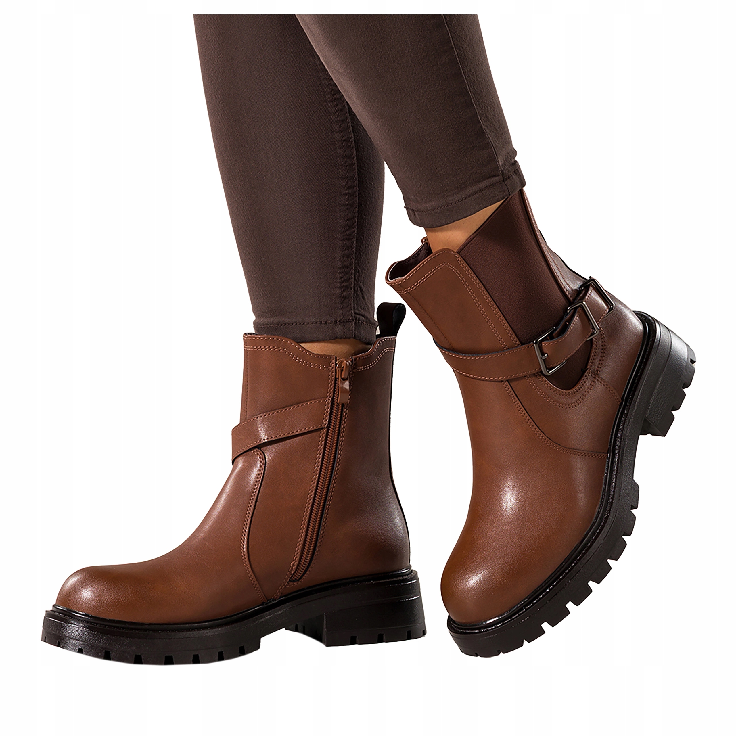 Kotníkové Boty Hnědé Dámské Kožené Sergio Leone Pohodlné Guma v svršku vel. 36