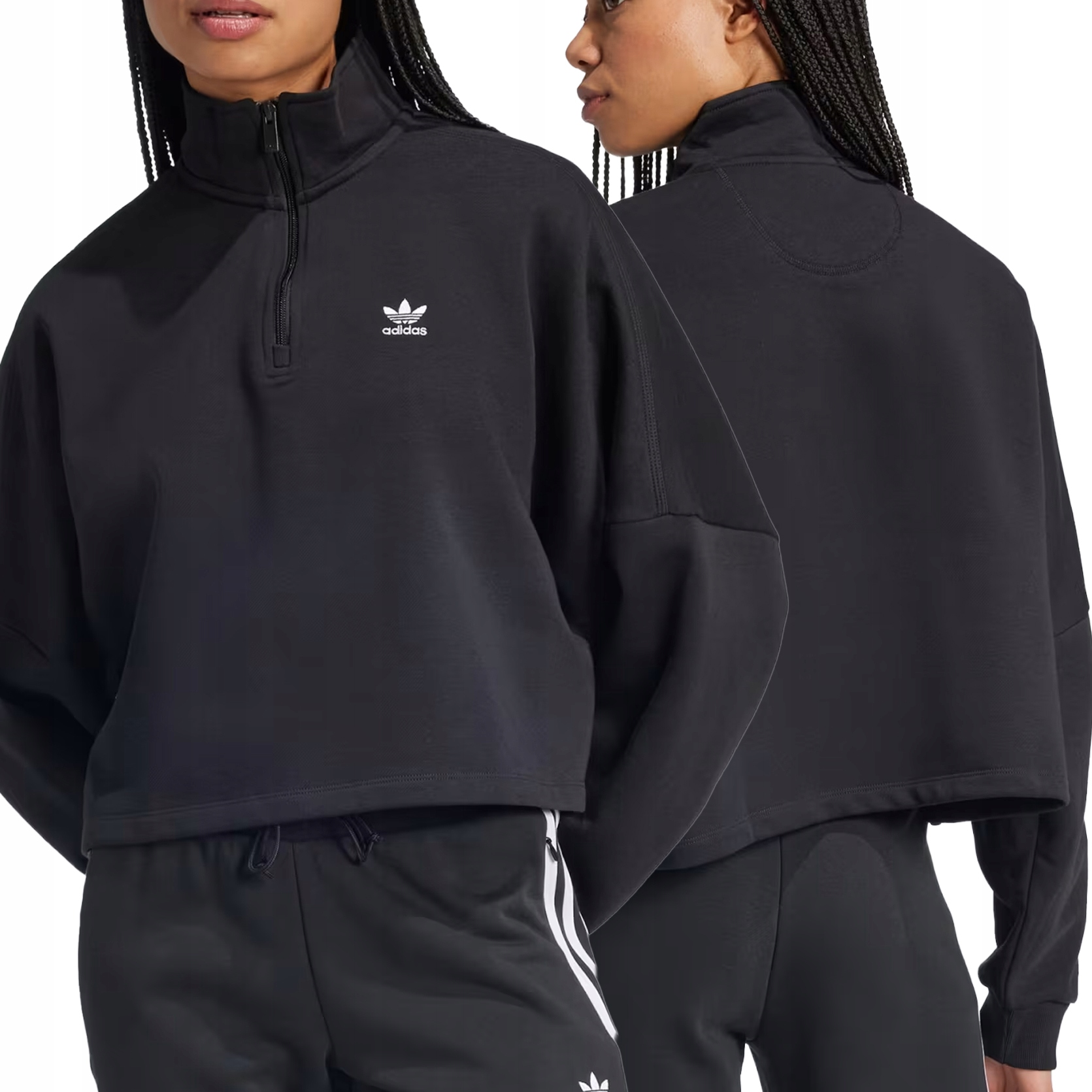 Dámská mikina Adidas černá s oversize stojáčkem bez kapuce IW0951 Xs