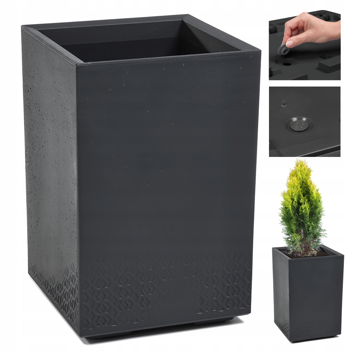 Donica Na Kółkach Karo Eco Recycled 60X40 Antracyt Wysoka