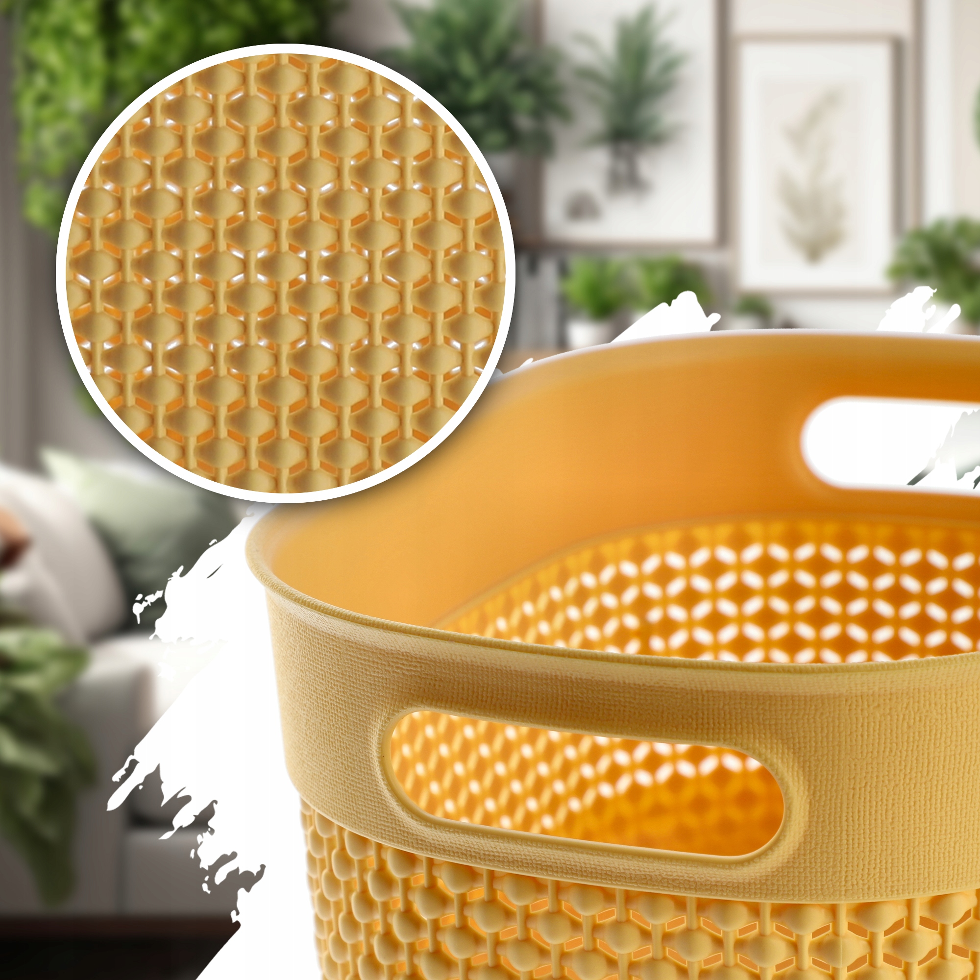 CURVER POJEMNIK KOSZYK 6L ORGANIZER ŻÓŁTY EKO Kolor odcienie żółtego i złota