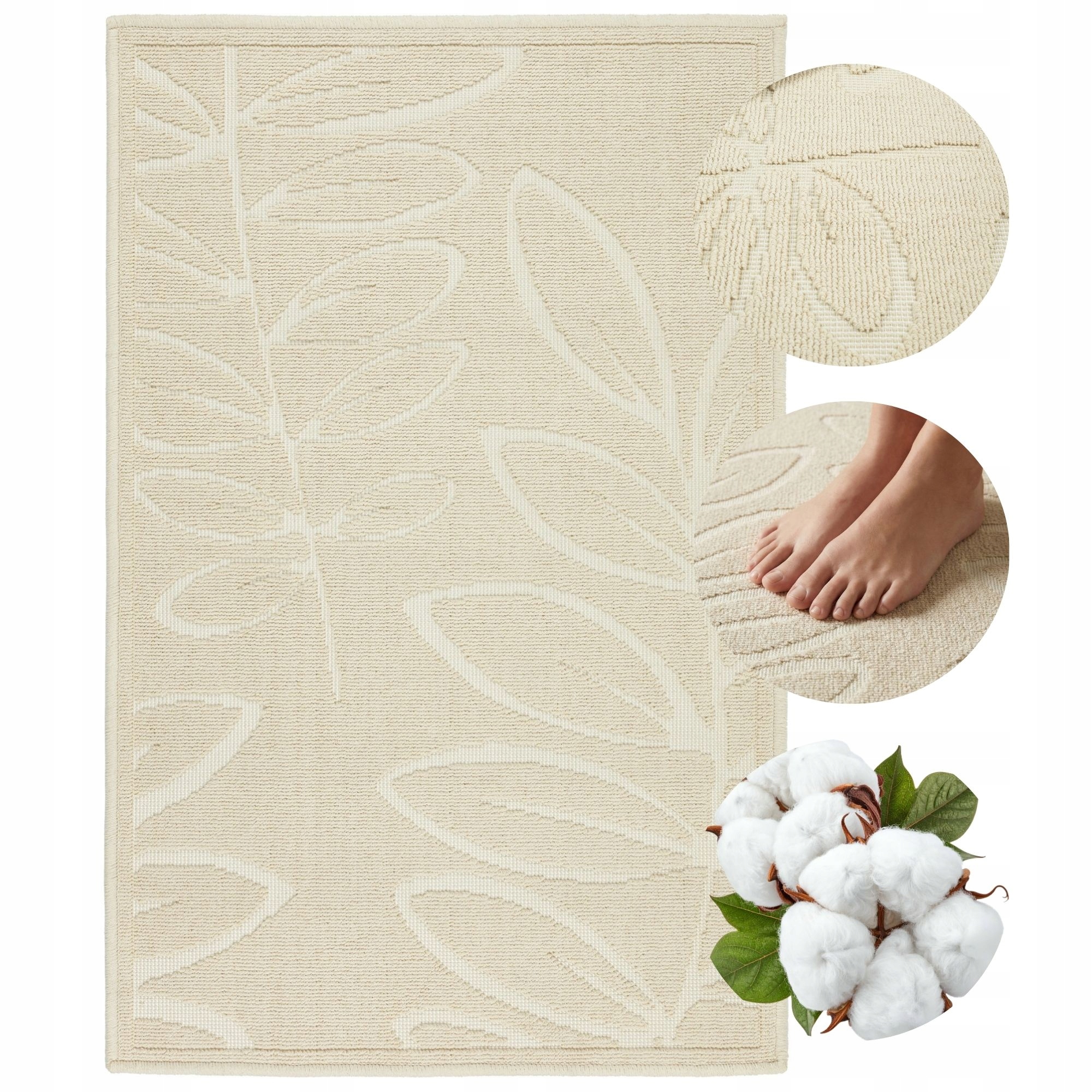 Koupelnový koberec bavlněný savý protiskluzový hotelový béžový