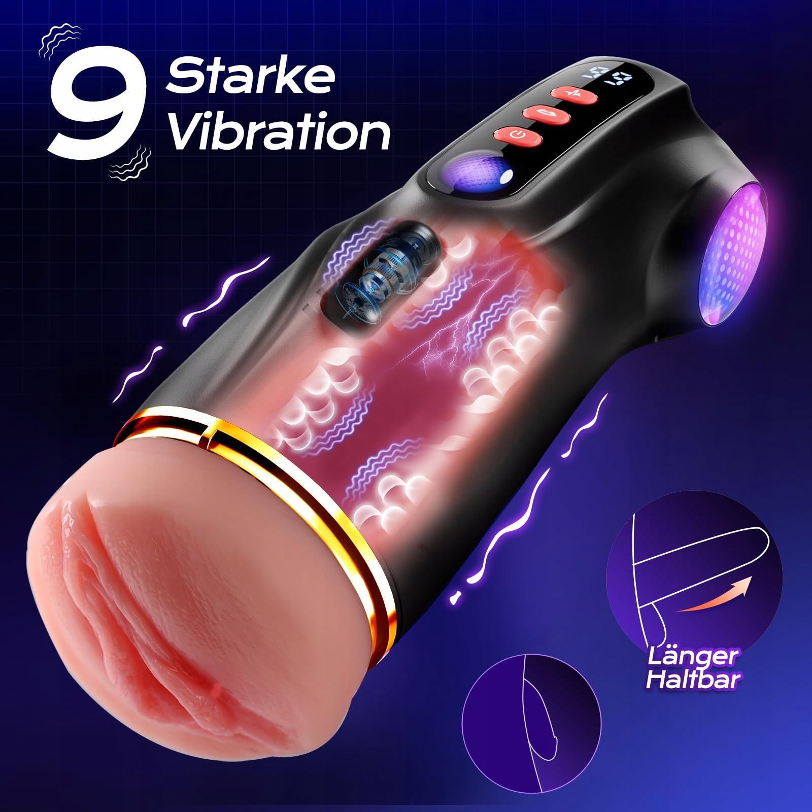 TAUARA Masturbator Dla Mężczyzn Z 3 Wkładkami I Aplikacją 9 Wibracji — miniatura 4