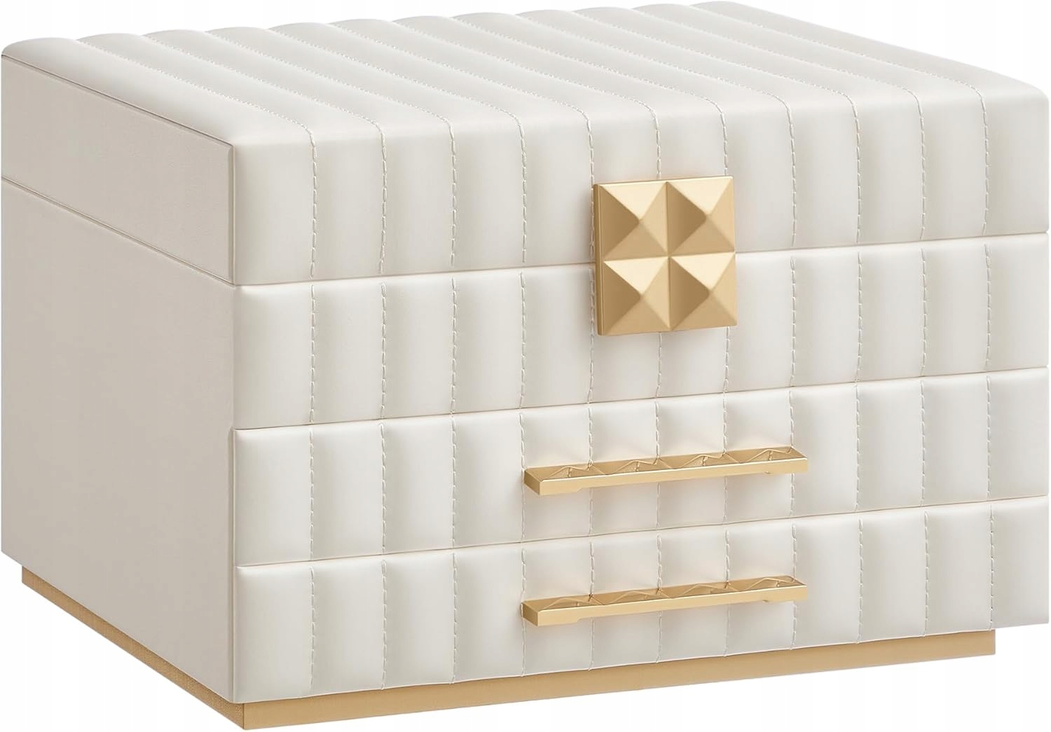 Šperkovnice na bižuterii Songmics béžová kožená s víceúrovňovým zrcátkem