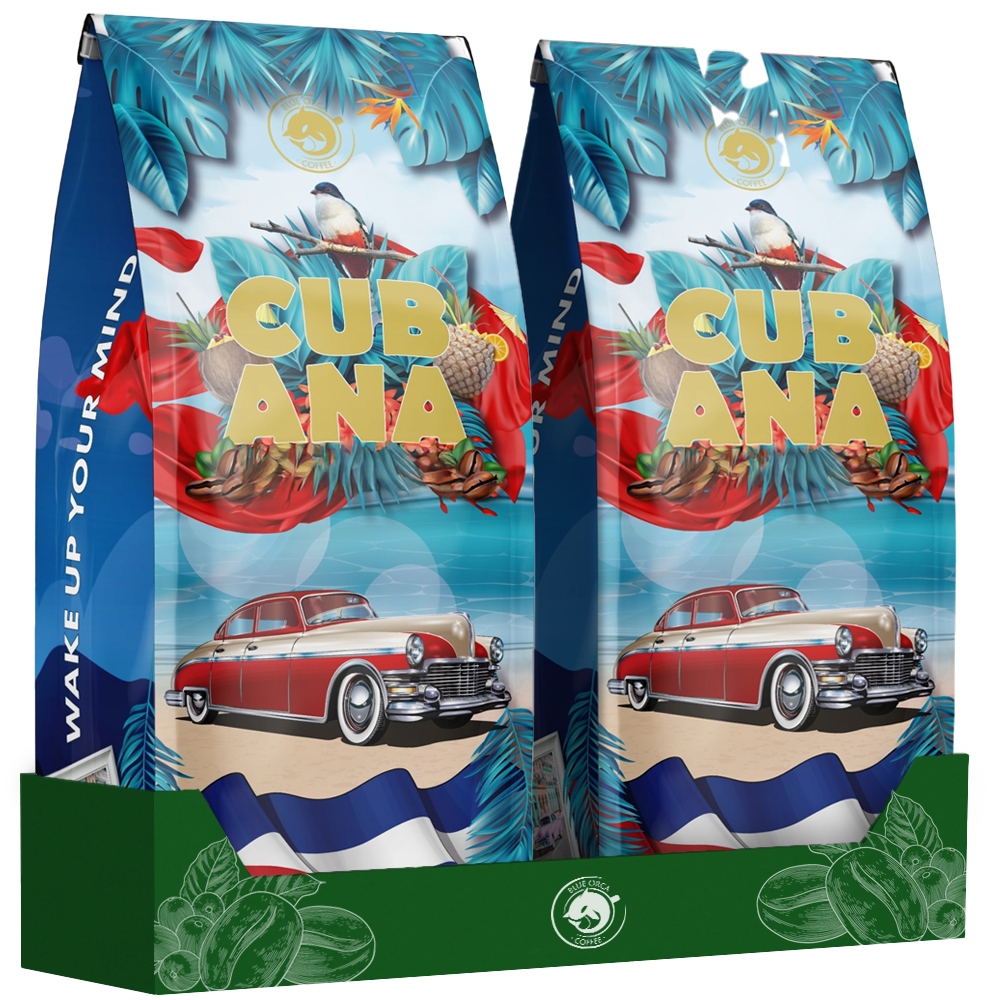 Levně Káva Zrnková Cubana Tocororo Čerstvě pražená 2x1KG 100% Arabica Modrá Orca