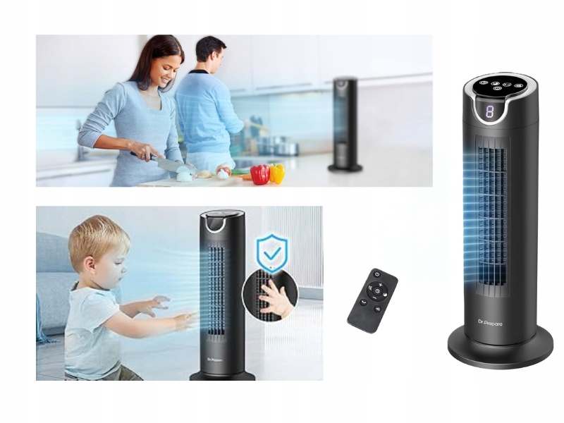 Věžový ventilátor Silný Tichý 25 dB do ložnice dětského pokoje Dálkový Ovladač