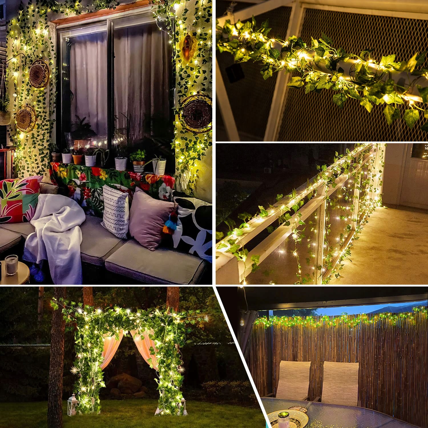 BIGZOM Girlanda Kurtyna Świetlna Lampki Dekoracyjne 60LED 6m 8 Trybów — miniatura 7