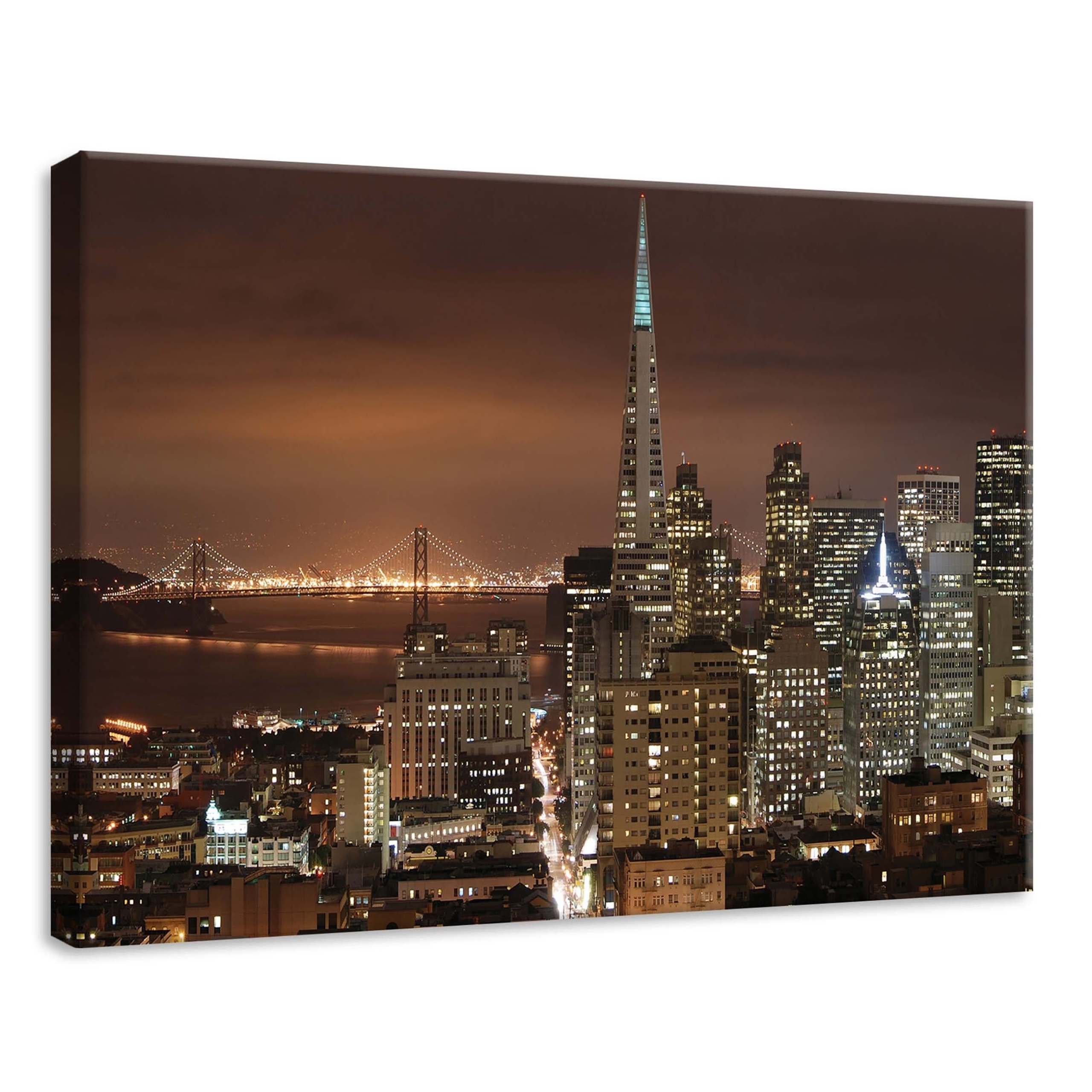 Obraz 70x50 Noční město krajina města mrakodrapy most světla odrazy
