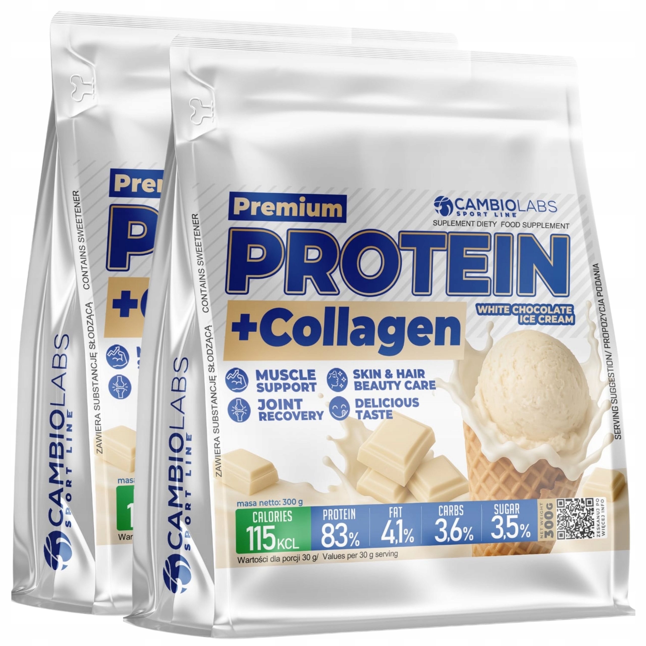 Protein pro ženy s kolagenem Syrovátkový Koncentrát Syrovátky Bílá Čokoláda x2