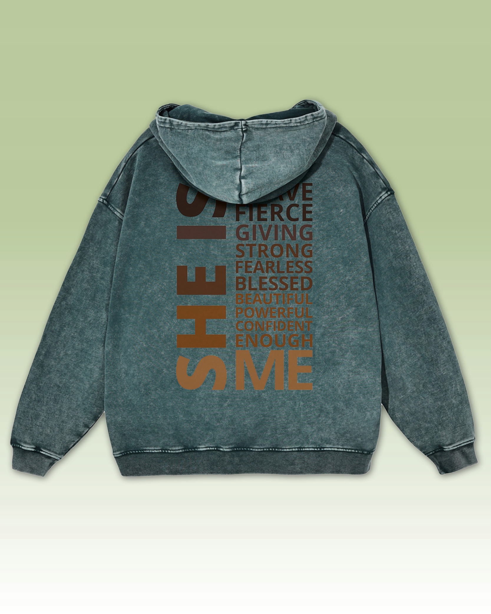 Mikina Empowered Woman She Is Me Síla Sebevědomí Odvaha Zelená L