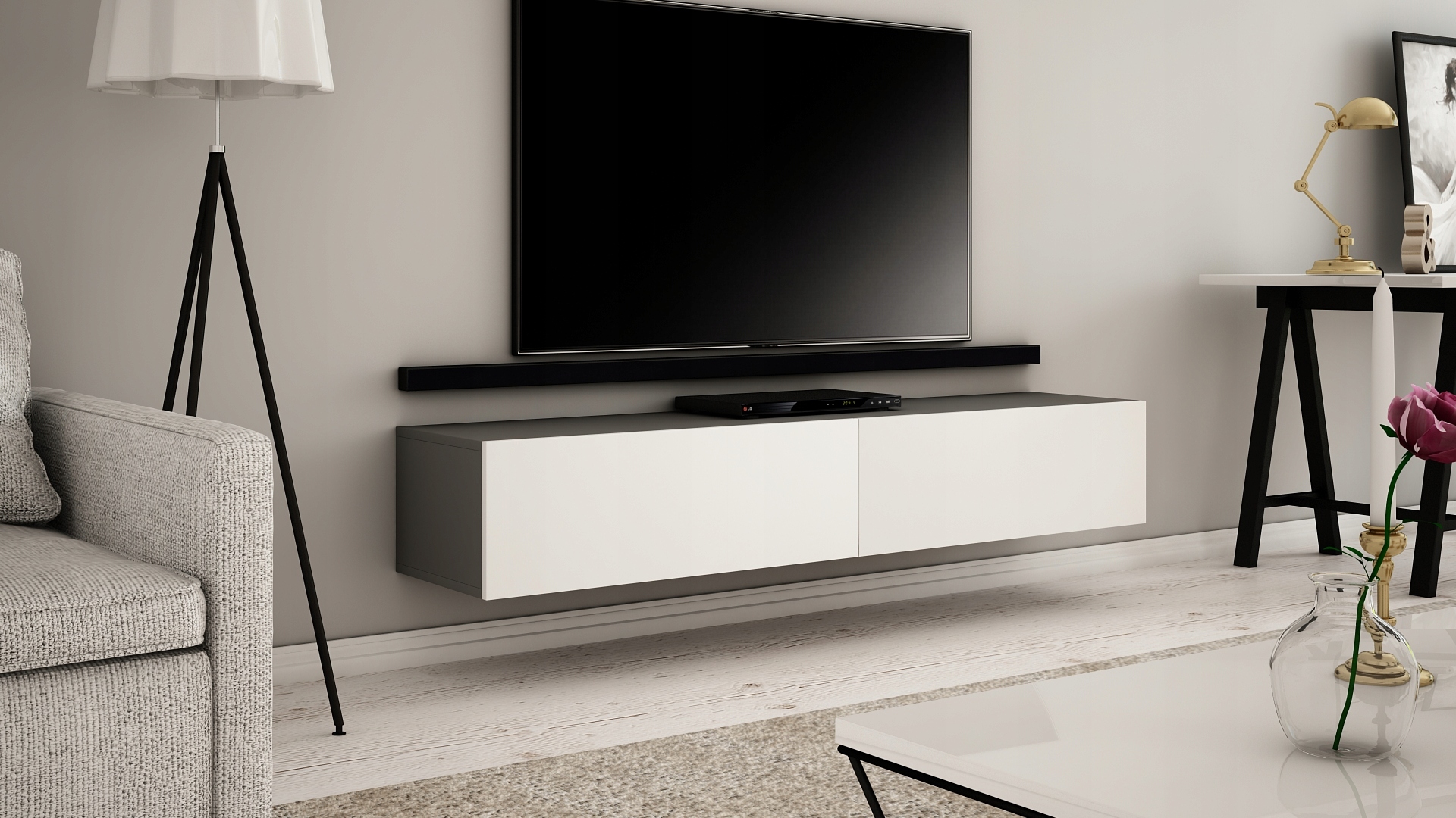 WISZĄCA SZAFKA RTV 180 CM MAT, RÓŻNE KOLORY! Liczba drzwi 2