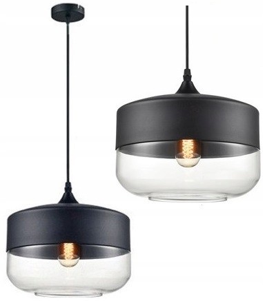 

Lampa Zenit Black Wisząca Loft Szklana Industrial