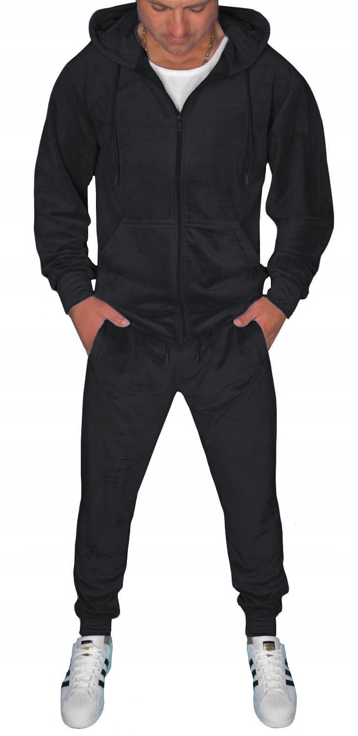 WELUROWY KOMPLET MĘSKI DRESOWY DRES SPODNIE+BLUZA