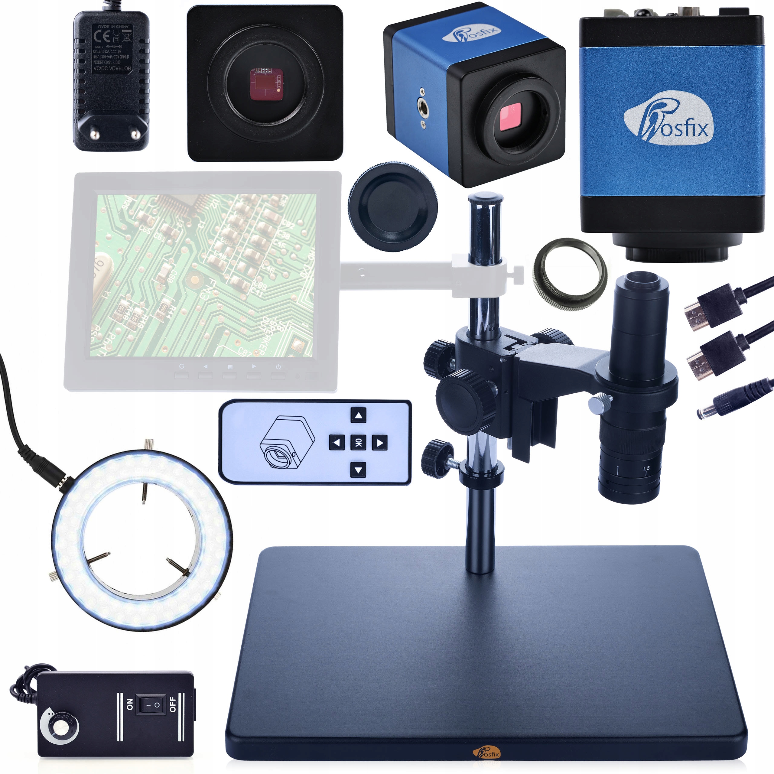 Digitální Mikroskop Pro Pájení Kamera Rosfix 4K 16MP Sada Draco Blue XXL