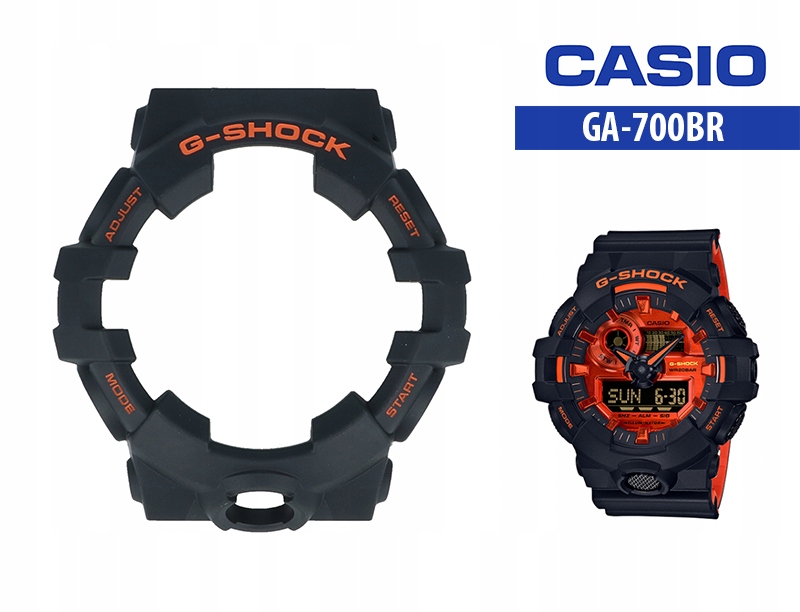 Bezel CASIO 10577097 - GA-700BR-1A ORYGINALNY czarny napisy pomarańczowe