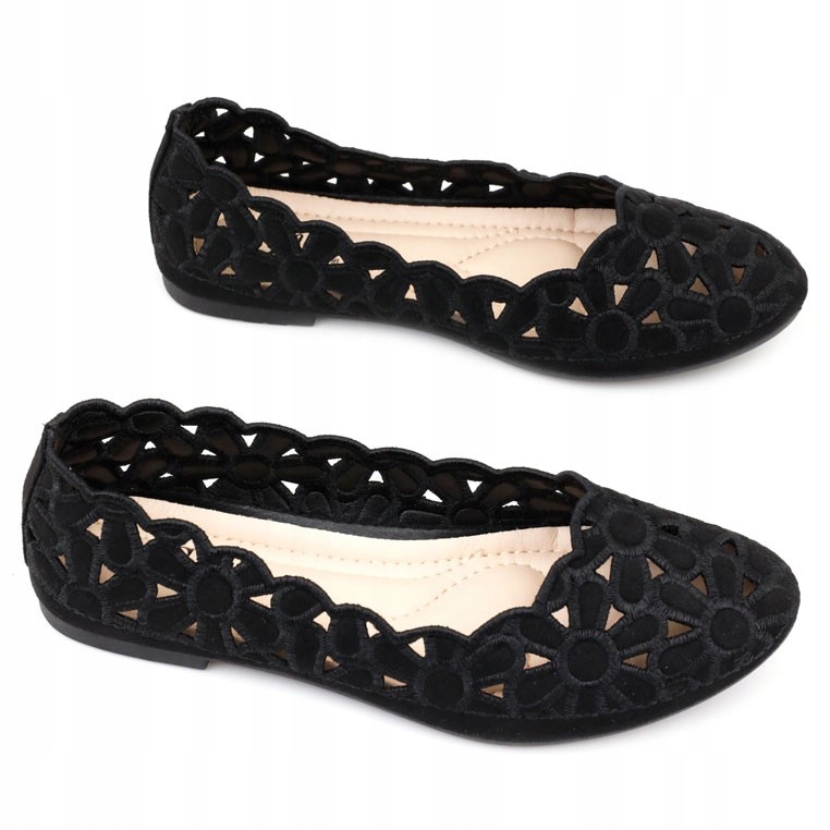 

Balerinki dziewczęce ażurowe buty dziecięce czarne