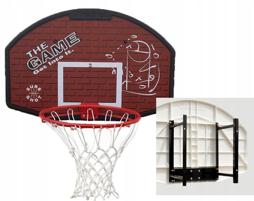 Zestaw do koszykówki TABLICA 112 x 73 cm + OBRĘCZ Z SIATKĄ + UCHWYT