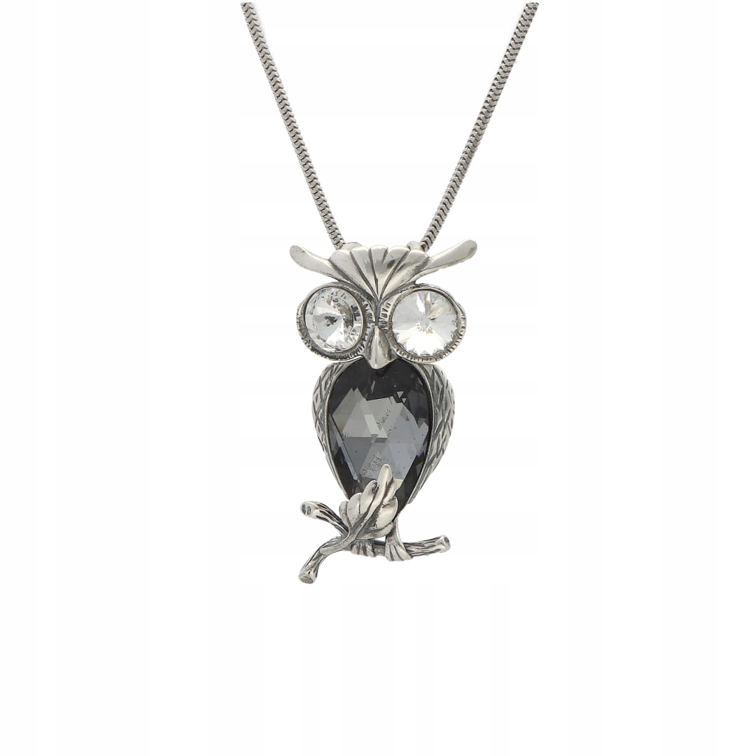 Přívěsek sova s šedým krystalem Swarovski Silver Night
