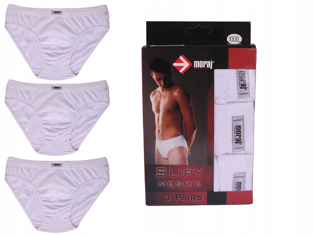 

Slipy 3-PAK Majtki Męskie Białe Moraj Bawełna XXXL