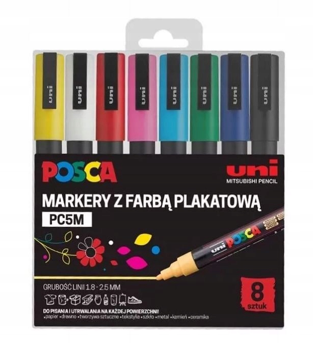 Sada popisovačů Uni Posca PC-5M 8ks