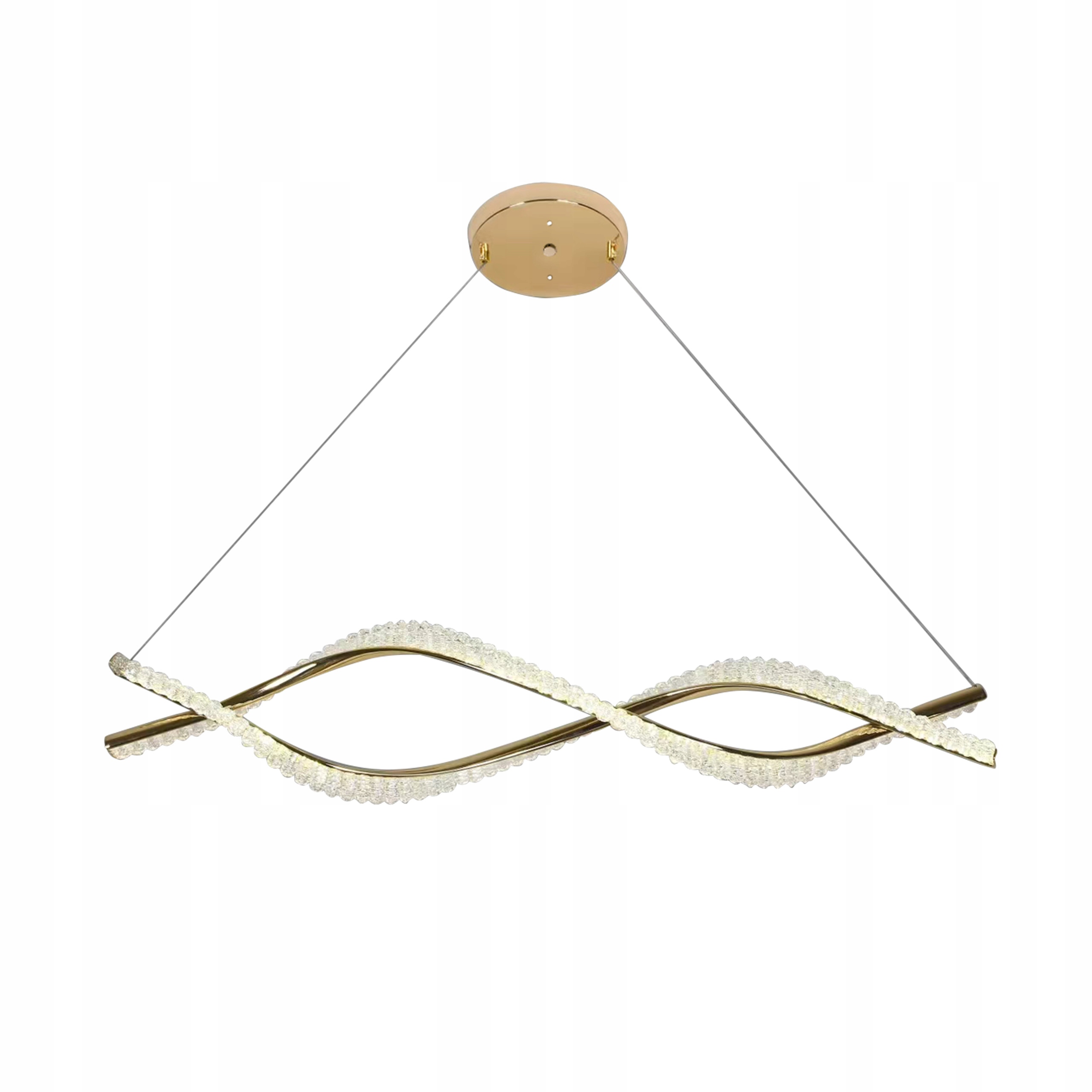 Żyrandol Led Kryształowy Złoty Do Salonu Lampa Sufitowa Wisząca Duża Ledowa