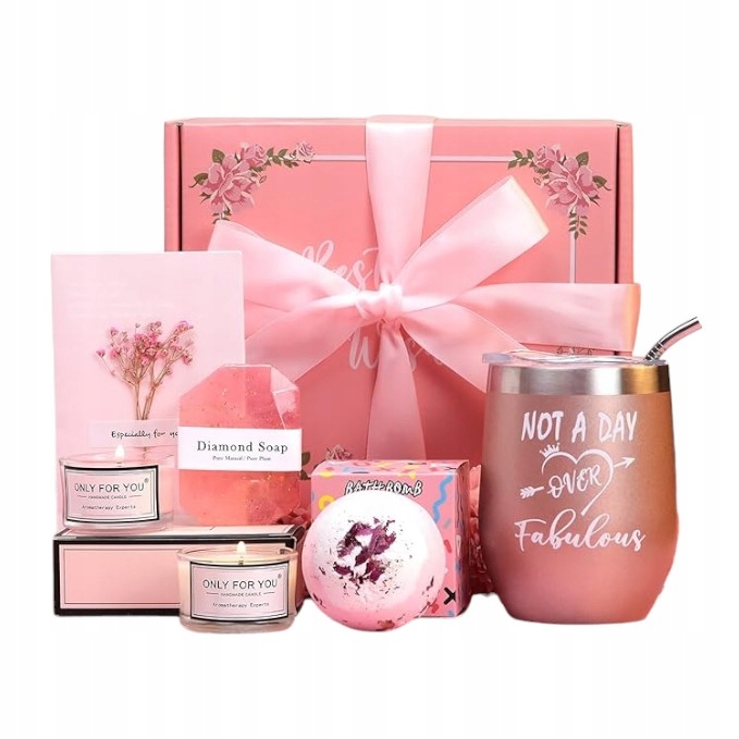 Koupelové Bomby Spa Svíčka Mýdlo Hrnek 100% Přírodní Sada Růže Dárek