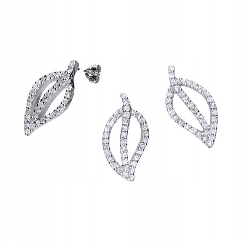 Dámský set stříbra 925 lístků s bílými zirkony jako dárek
