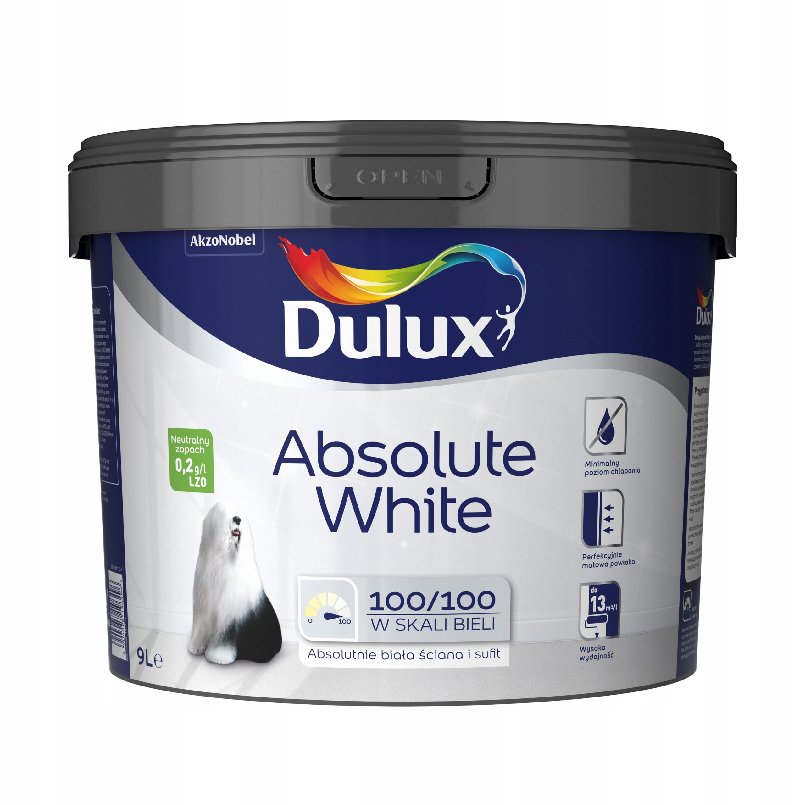 

Farba Dulux Absolute White do ścian i sufitów 3l