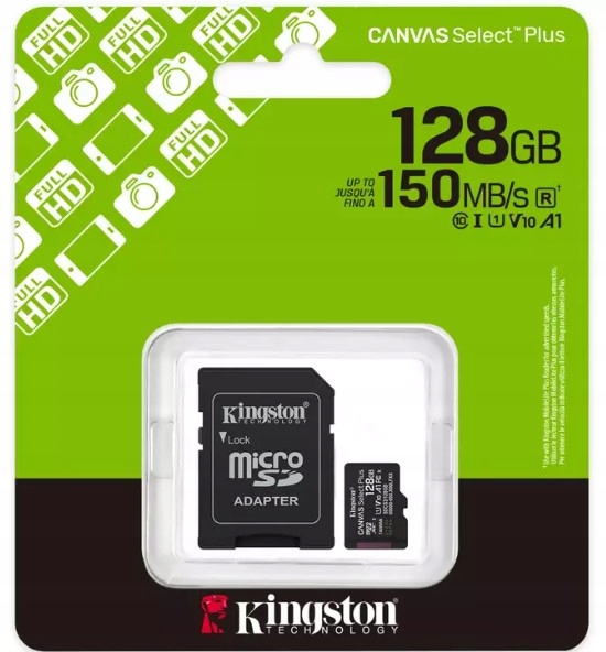 Paměťová karta Kingston microSD 128GB Canvas Select G3 150MB/ Adaptér