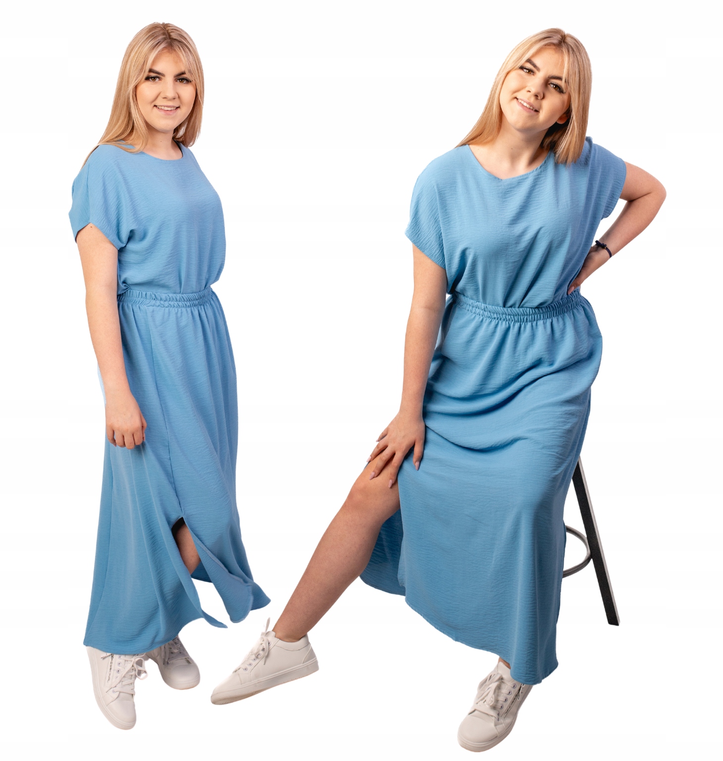 LETNI WYGODNY PRZEWIEWNY KOMPLET DAMSKI SPÓDNICA BLUZKA DUŻE ROZMIARY 48 Materiał dominujący wiskoza