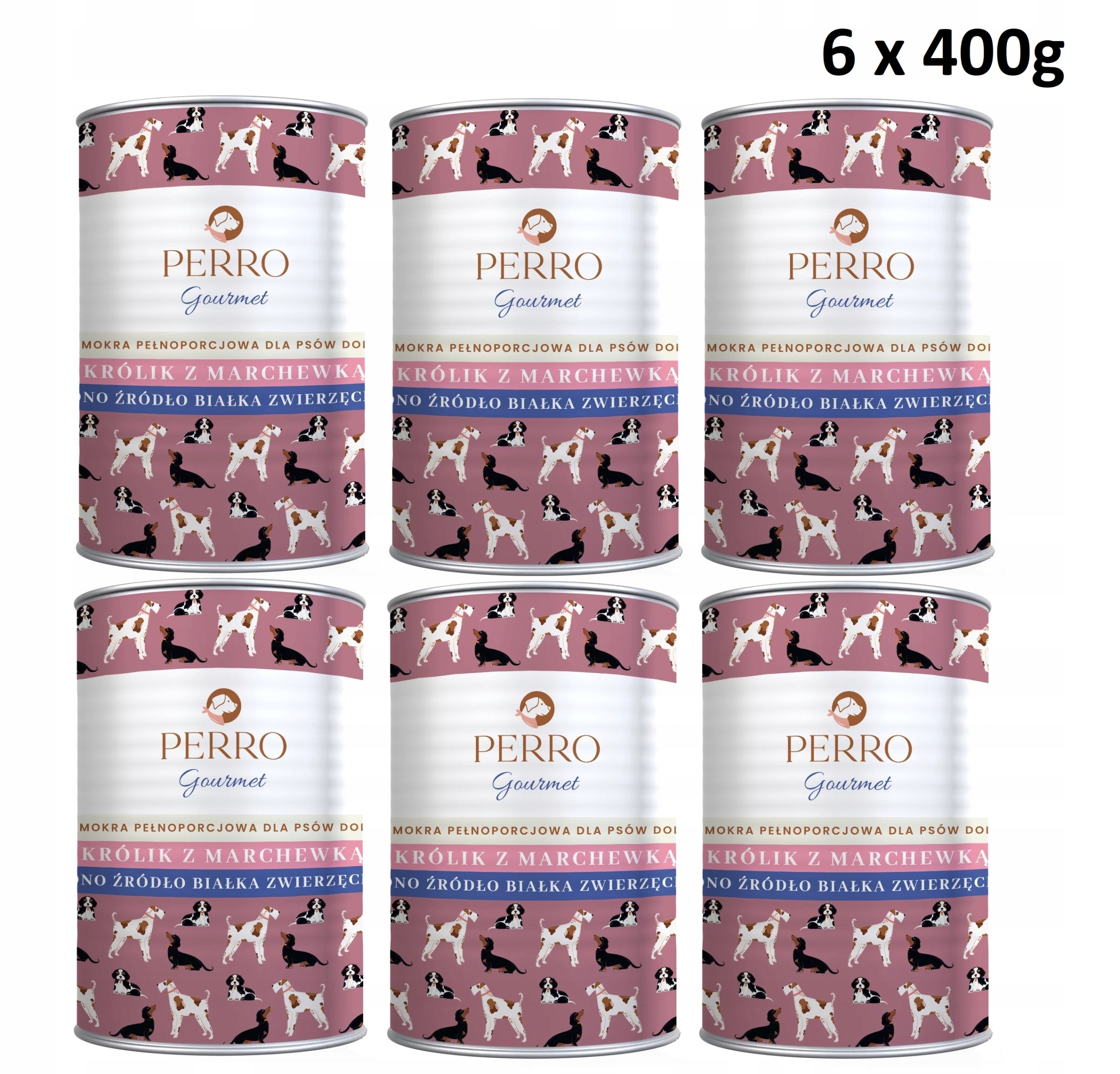 Perro Królik z marchewką mokra karma dla psa 6x400 g