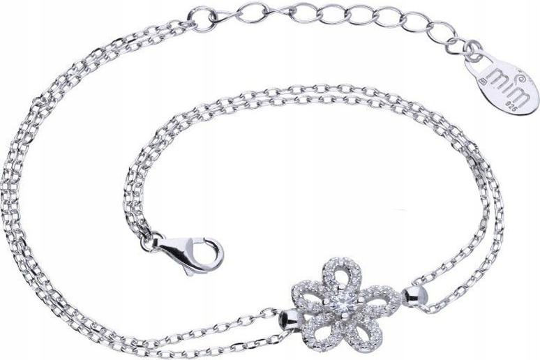 Stříbrný náramek 925 s květinou a zirkony 2,20 g s přívěsky, módní vzor