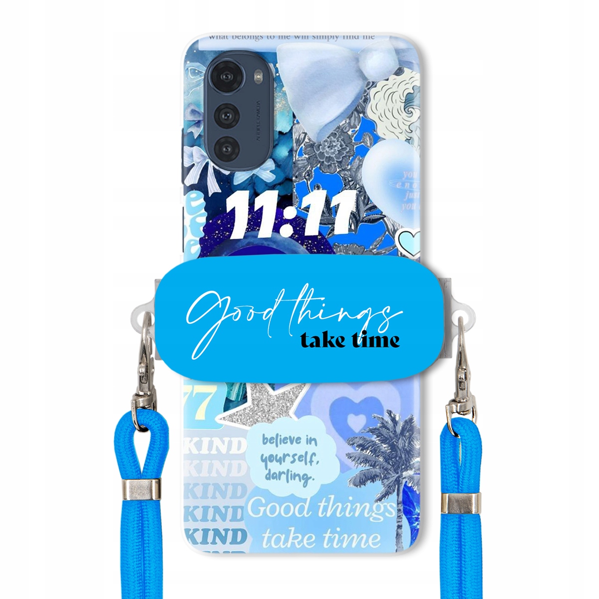 Puzdro pre Motorola E32s Držiak na vodítko Crossbody Good Things Take Time Lata