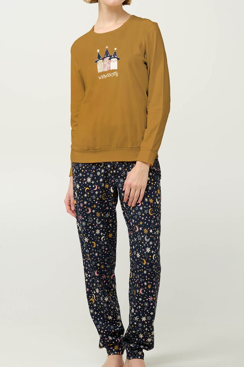 Dámské pyžamo se stahovacími šňůrkami Vamp 23200 žluté [Velikost L]