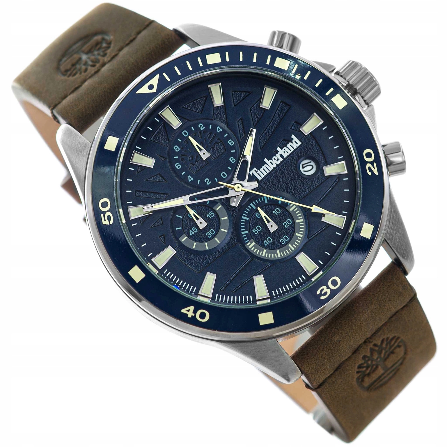 Pánské Hodinky Timberland TDWGC9000402 Hnědé Na Řemínku Chronograf Datumovka