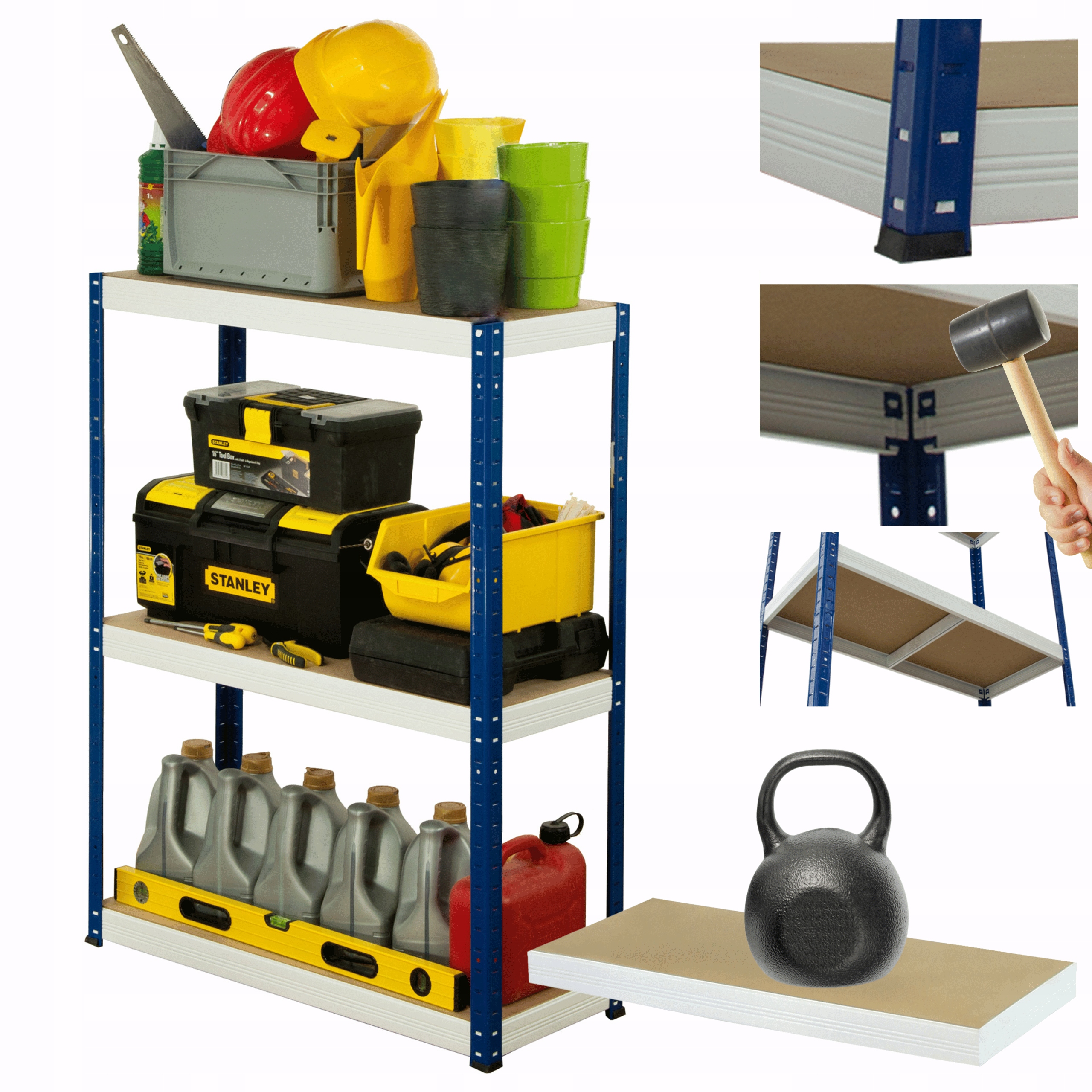 Kovový skladový regál Helios 90x100x30 cm 3Px175 kg Poľský