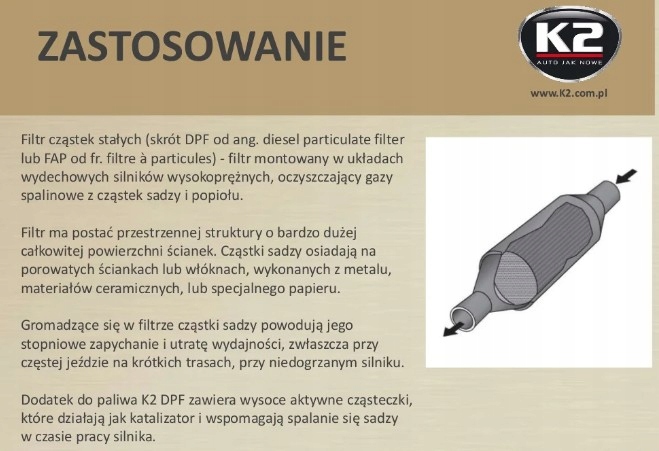 K2 DPF 50 ML Dodatek regeneruje chroni filtry DPF Producent K2