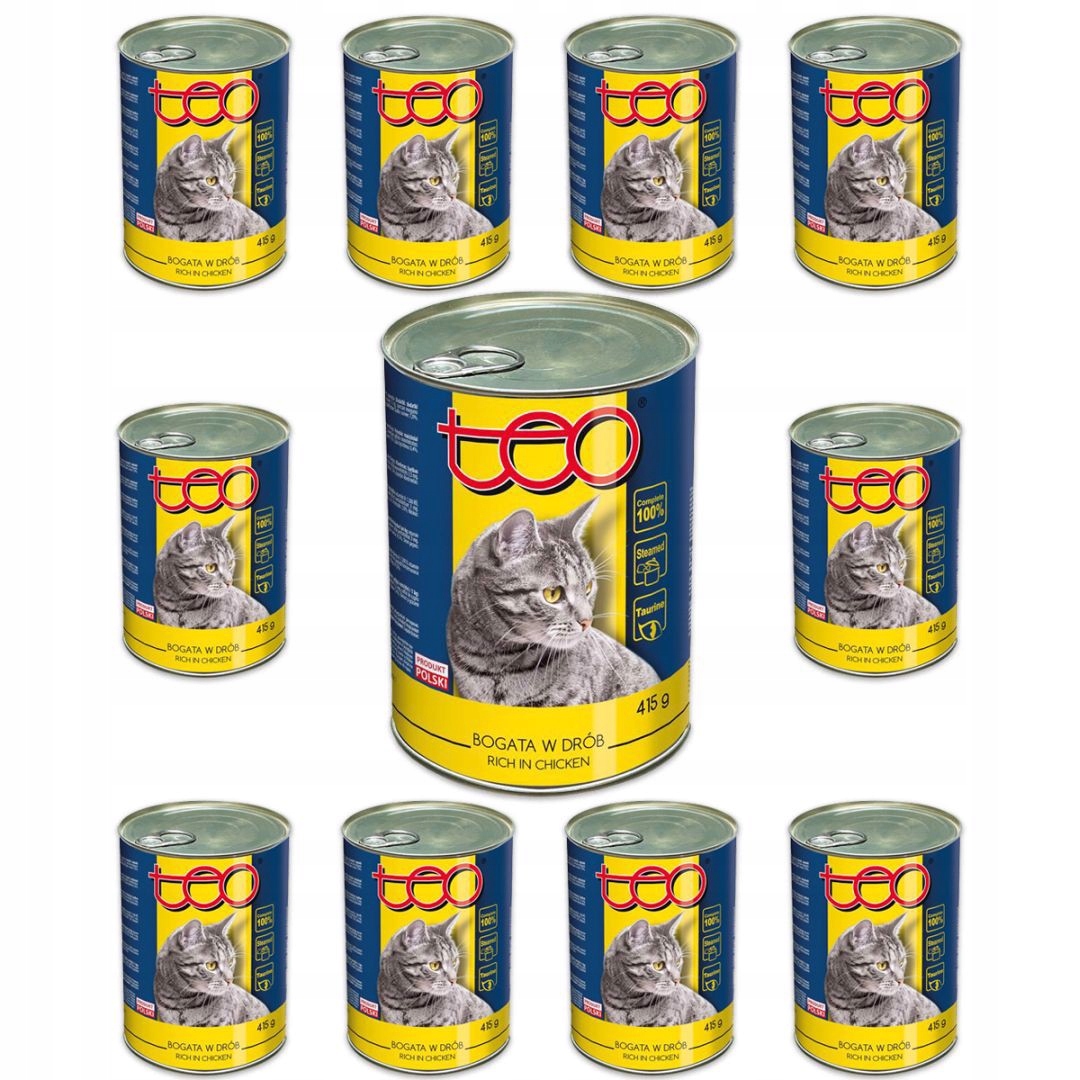 Levně Teo mokré Krmivo pro kočky bohaté na drůbeží maso 415 g x 10 kusů