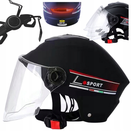 Kask motocyklowy otwarty na skuter motor z blendą odblask system regulacji