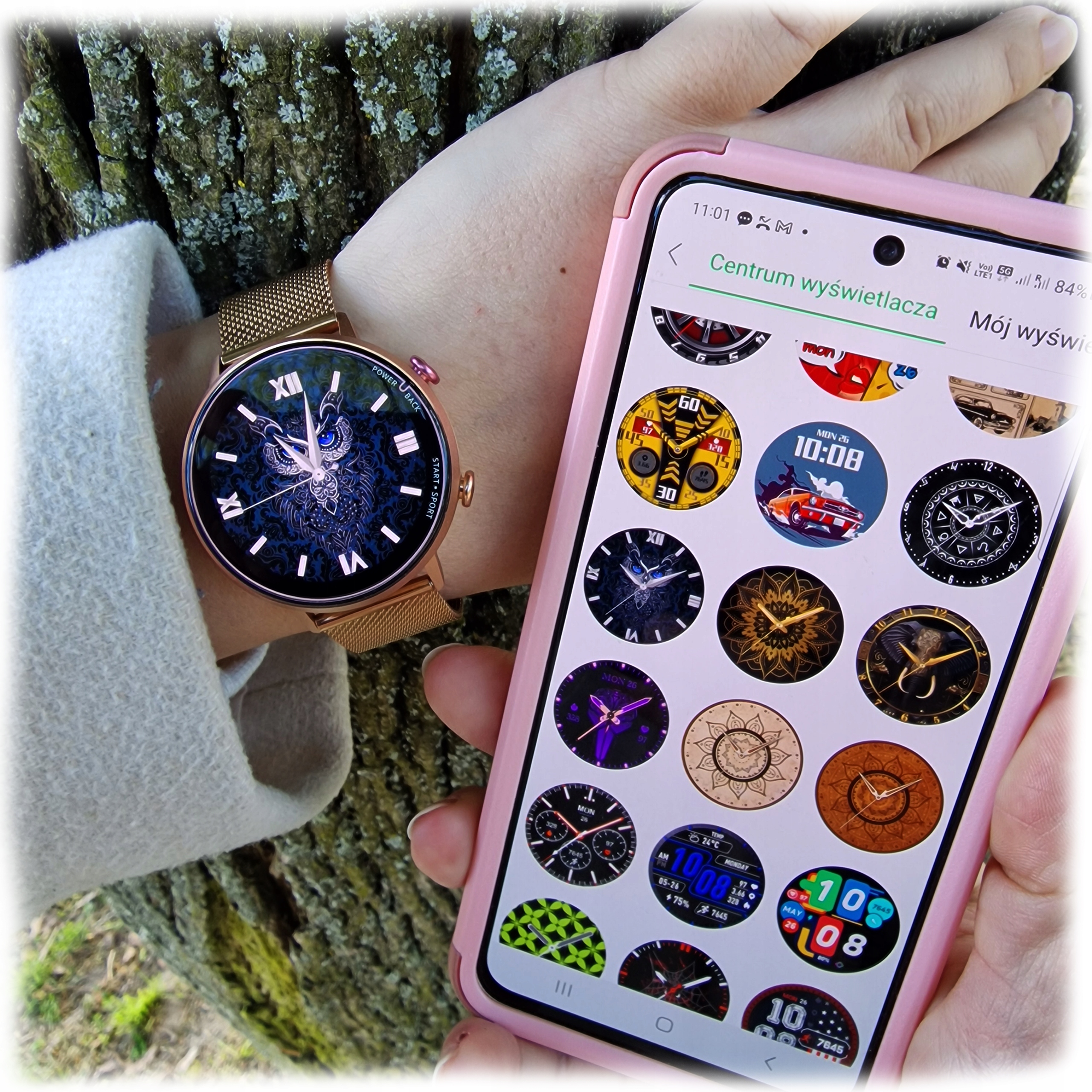 SMARTWATCH DAMSKI WODOODPORNY 5ATM DO PŁYWANIA AMOLED SMS POMIARY SPORT PL Kompatybilność systemowa Android iOS