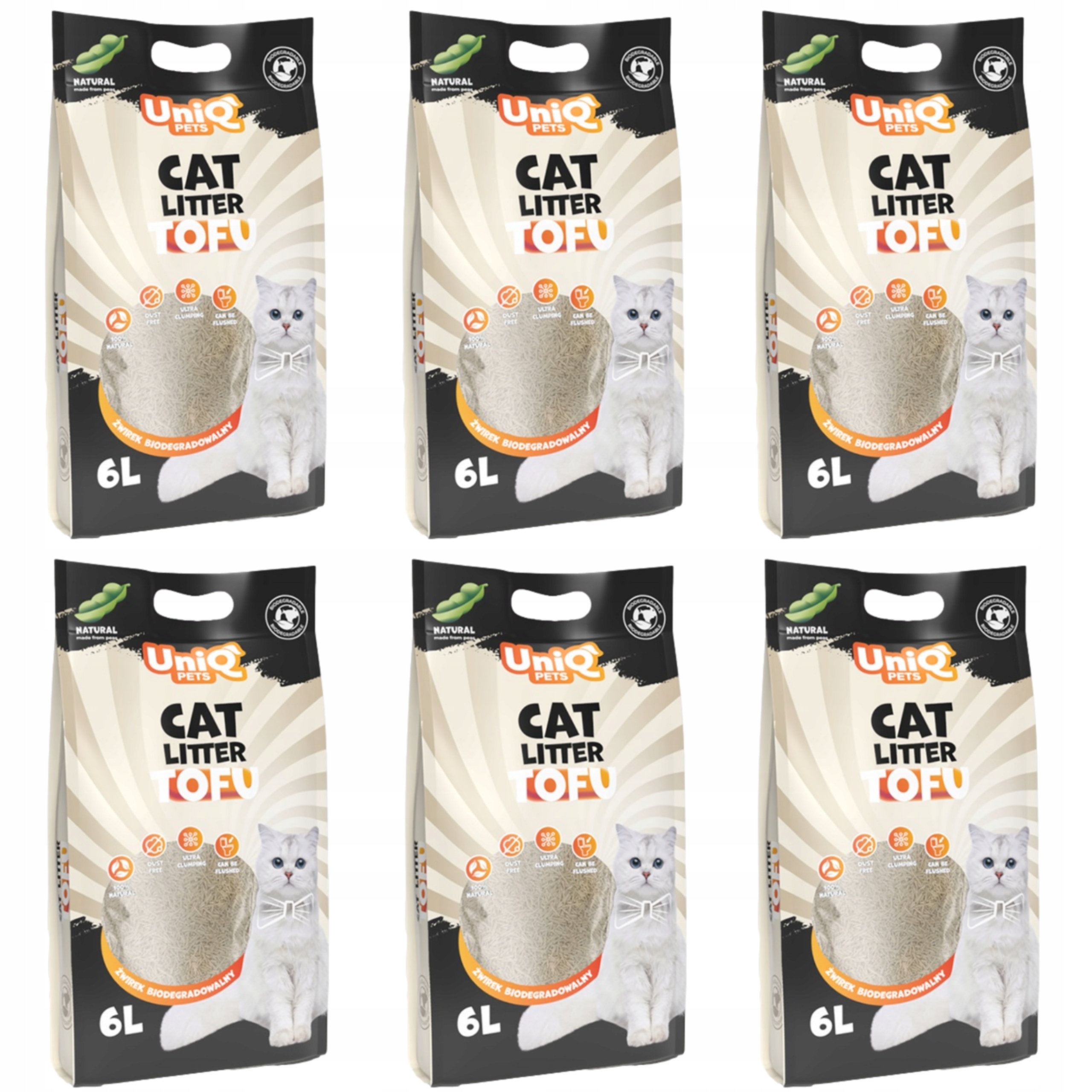 Levně Stelivo stelivo pro kočky 6 x 2,5 kg Biologicky rozložitelné Eko hrudkující