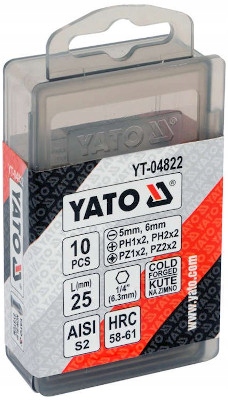 

Zestaw Grotów Do Wkrętarki Yato 10 Sztuk YT-04822