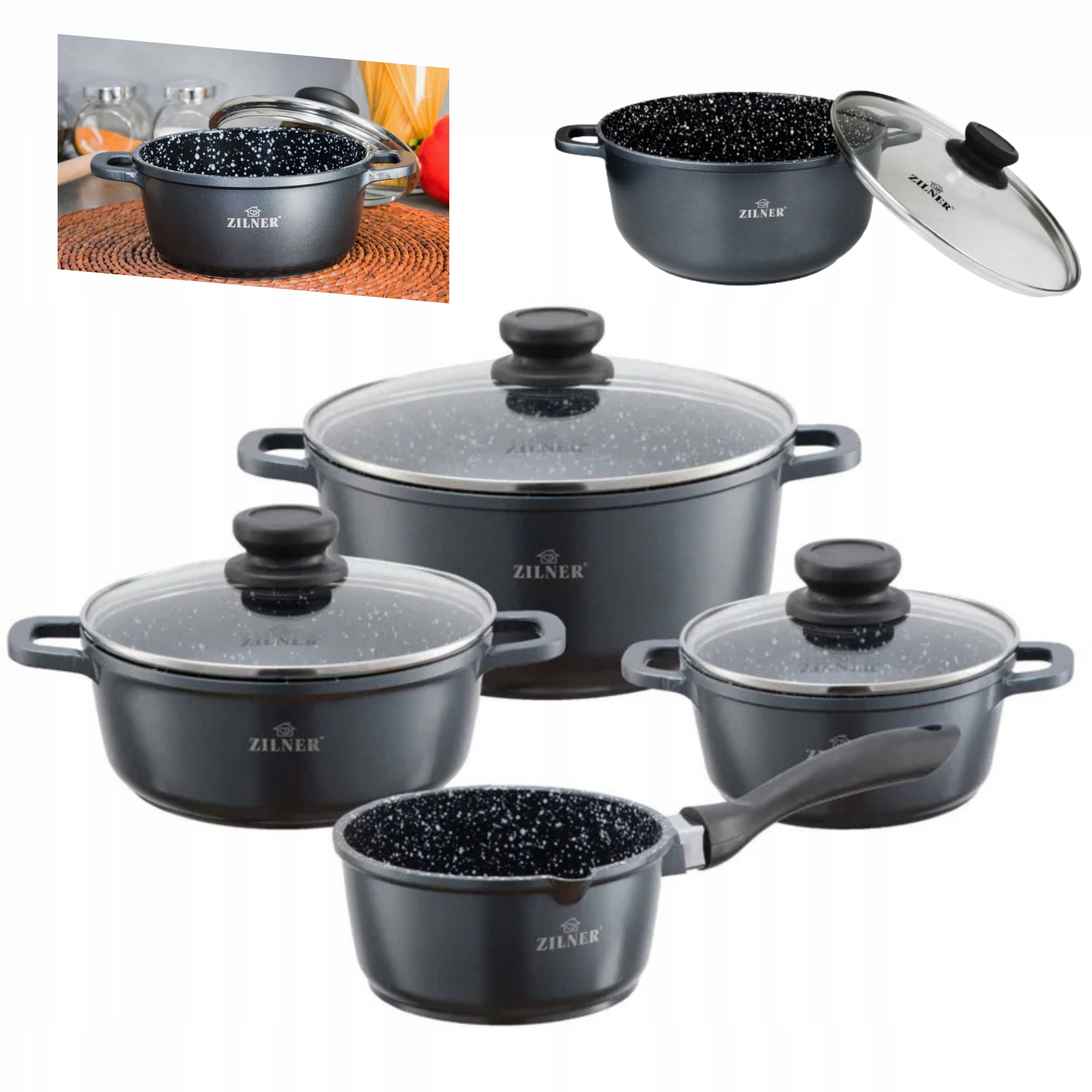 MARMUROWE CUDO! ZESTAW GARNKÓW ZILNER - Garnki, Rondel, Kulinarna Magia!
